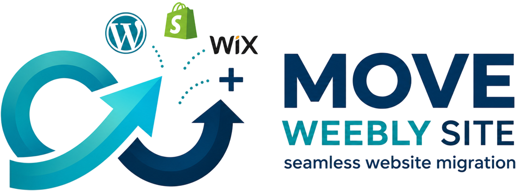 Move Weebly Site logo shows the service name and slogan seamless website migration