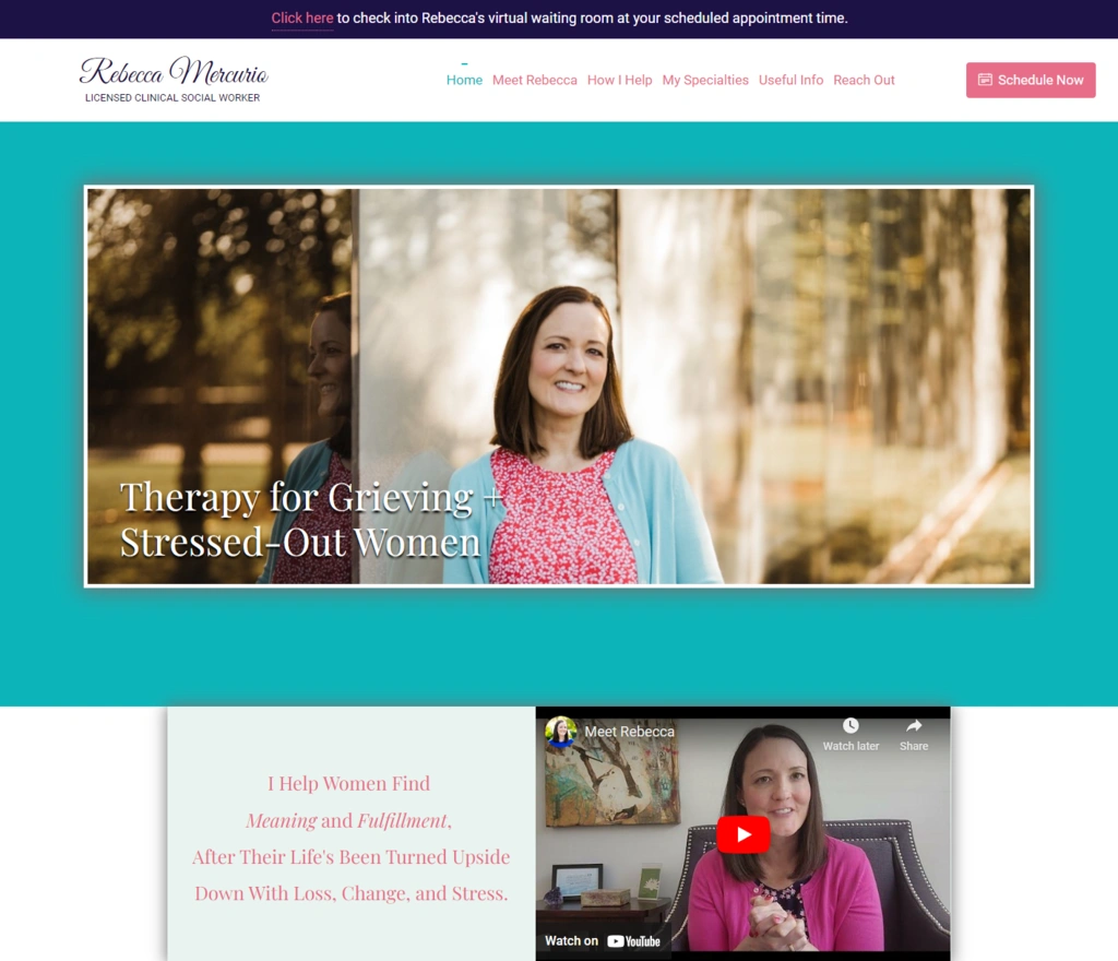 Shows what a therapy website looked like before it was migrated from Weebly and redesigned