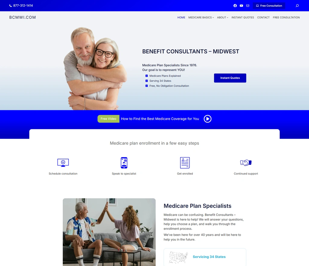 The new version of a website after it was migrated to WordPress