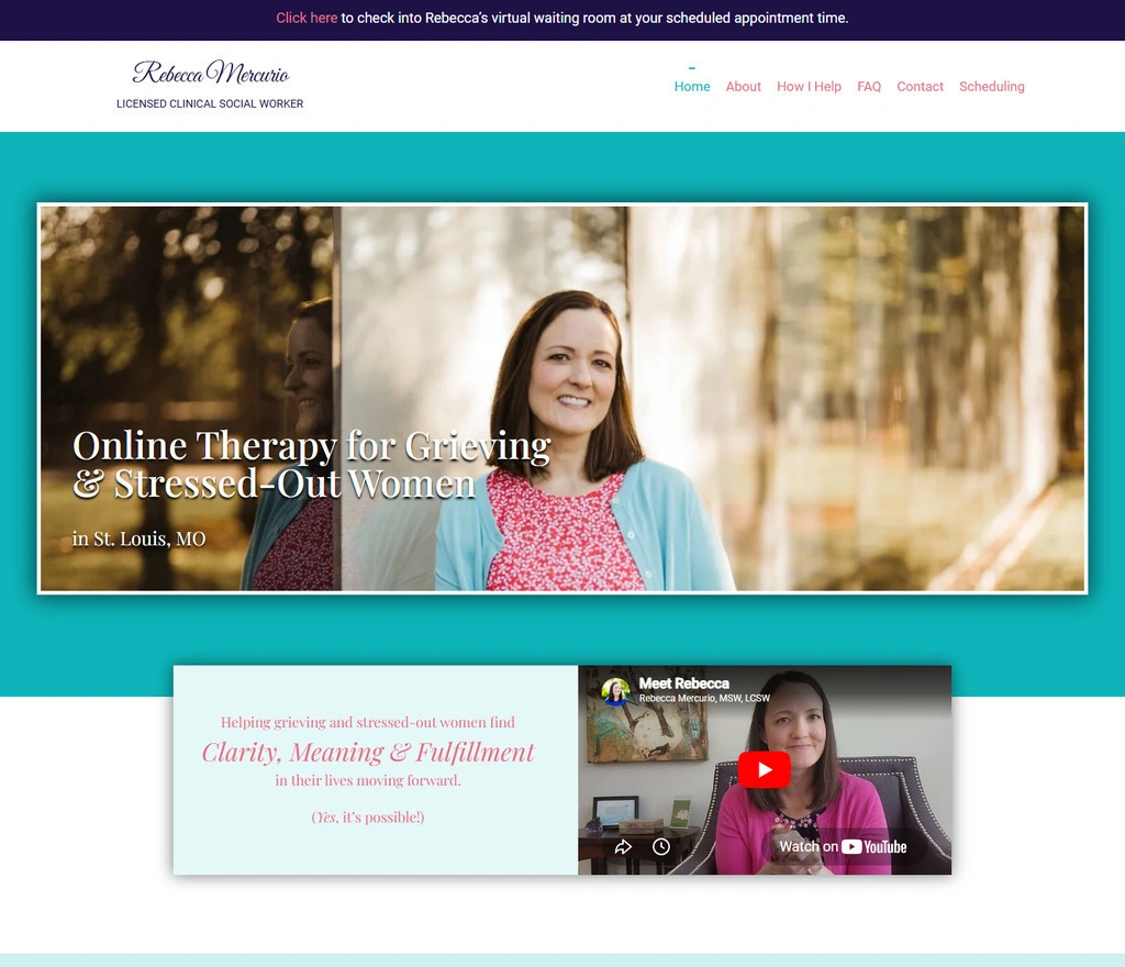 What the therapy website looked like on Weebly before migration to WordPress