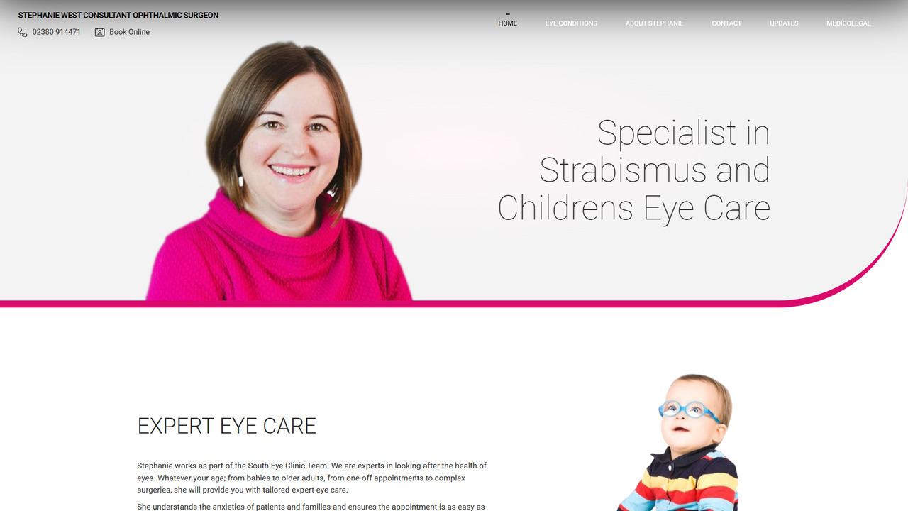 A medical website example of ophthalmologist transferred from Weebly to another platform